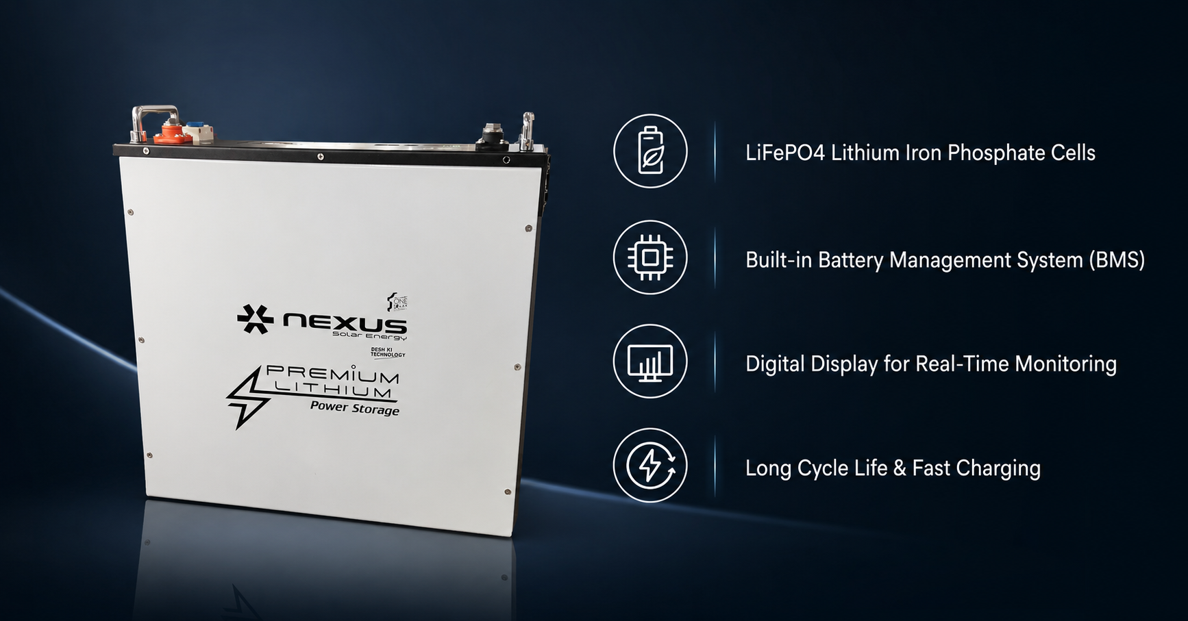100Ah 51.2V LiFePO4 Battery with LCD Display | Live Cycle Count | Smart BMS