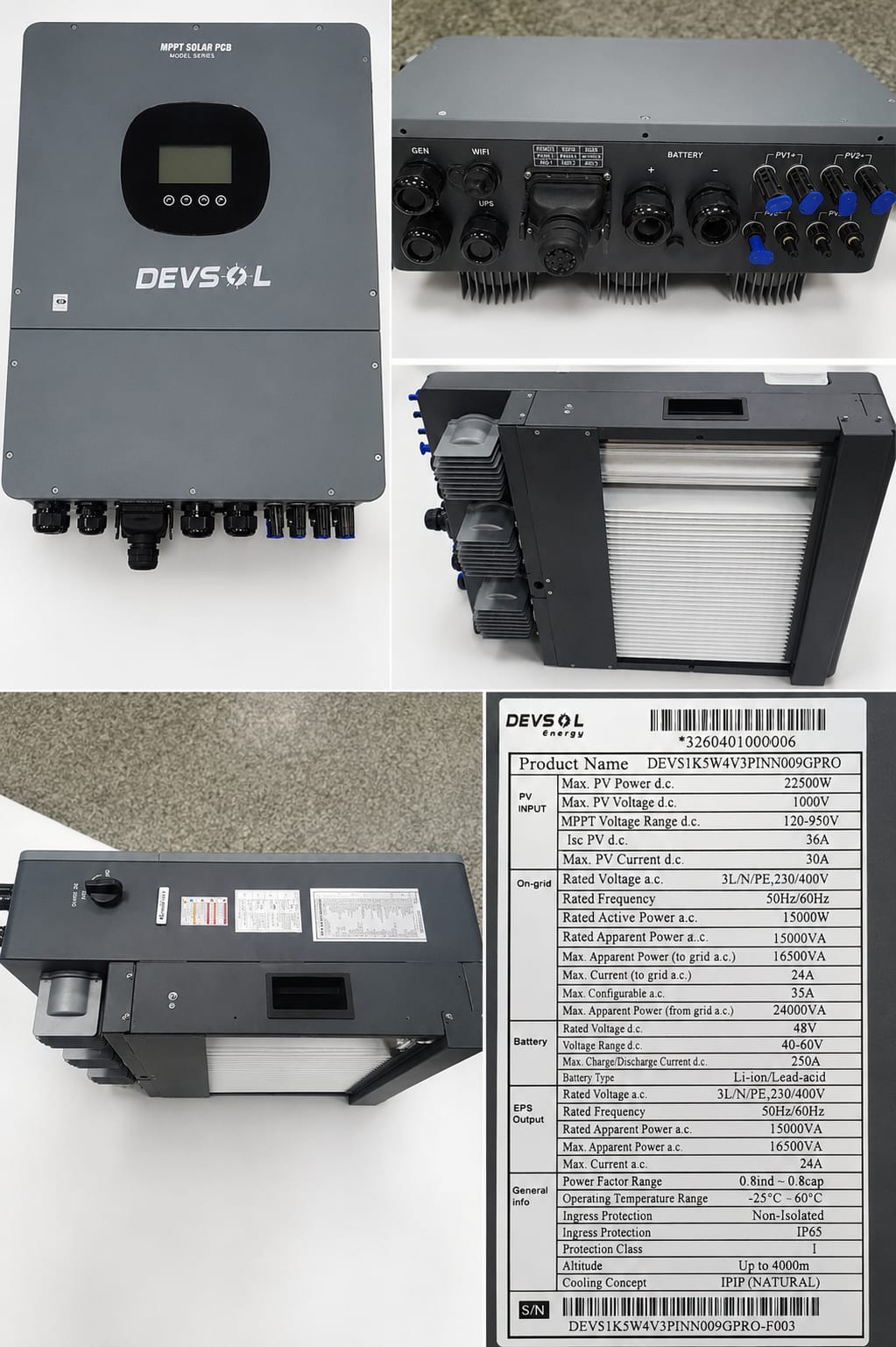 15 KW 3-Phase Hybrid Solar Inverter