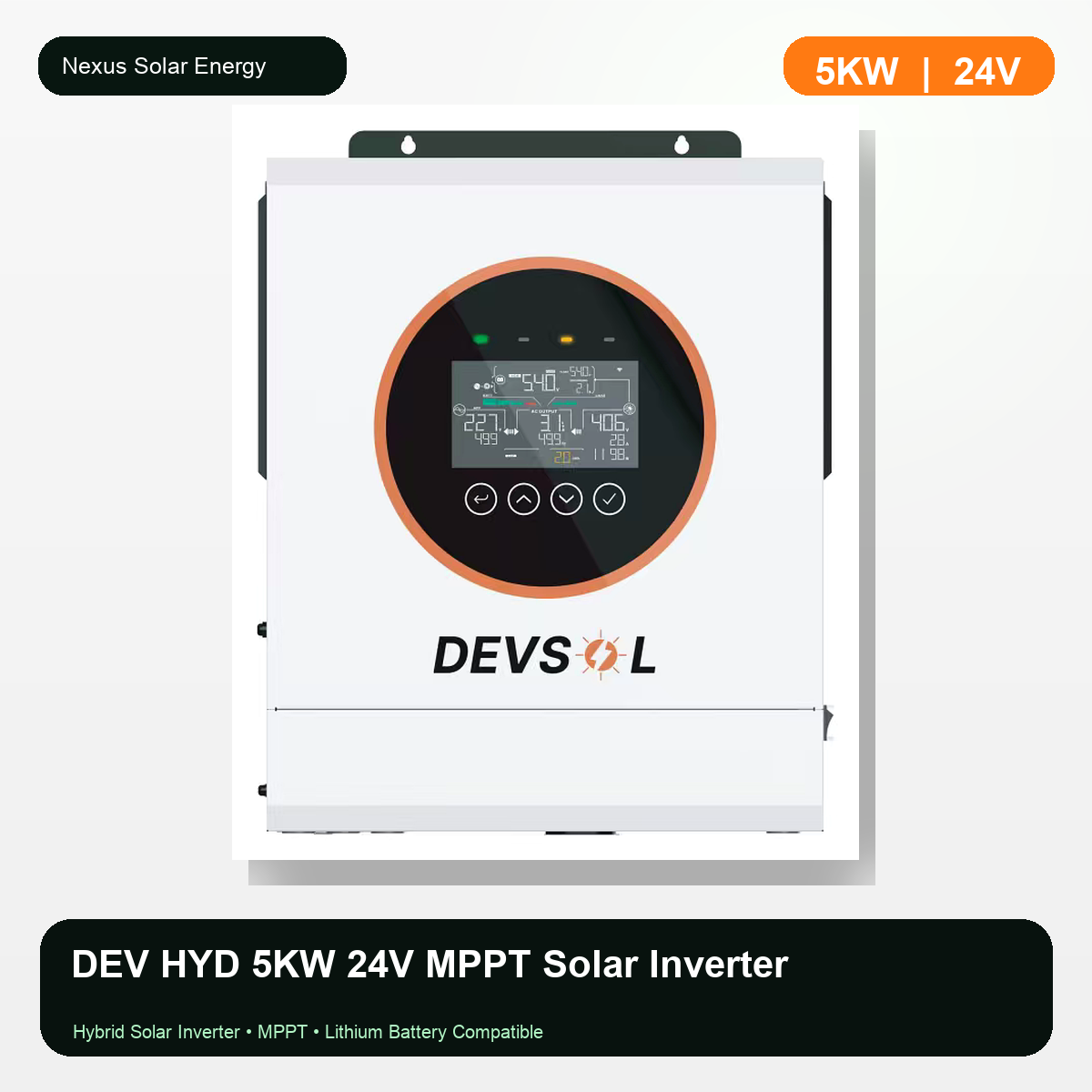 DEV HYD 5KW 24V MPPT Solar Inverter professional product image by Nexus Solar Energy