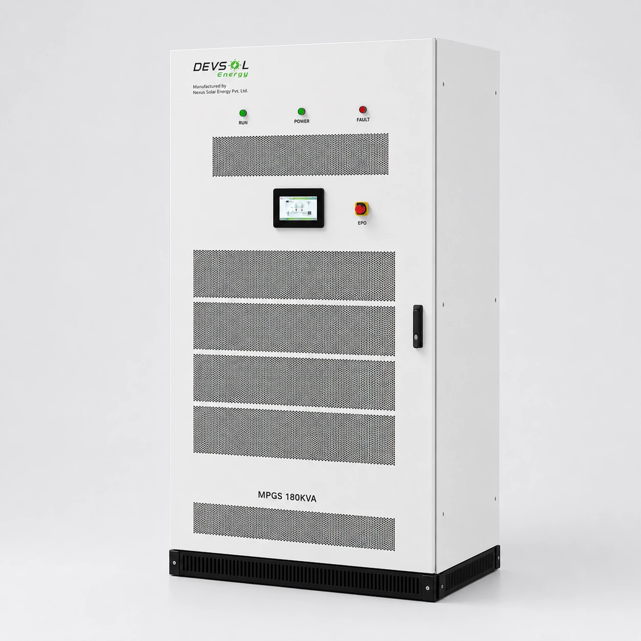 DEV-SOL MPGS 180kVA industrial on-grid and off-grid energy storage inverter manufactured by Nexus Solar Energy Pvt. Ltd.
