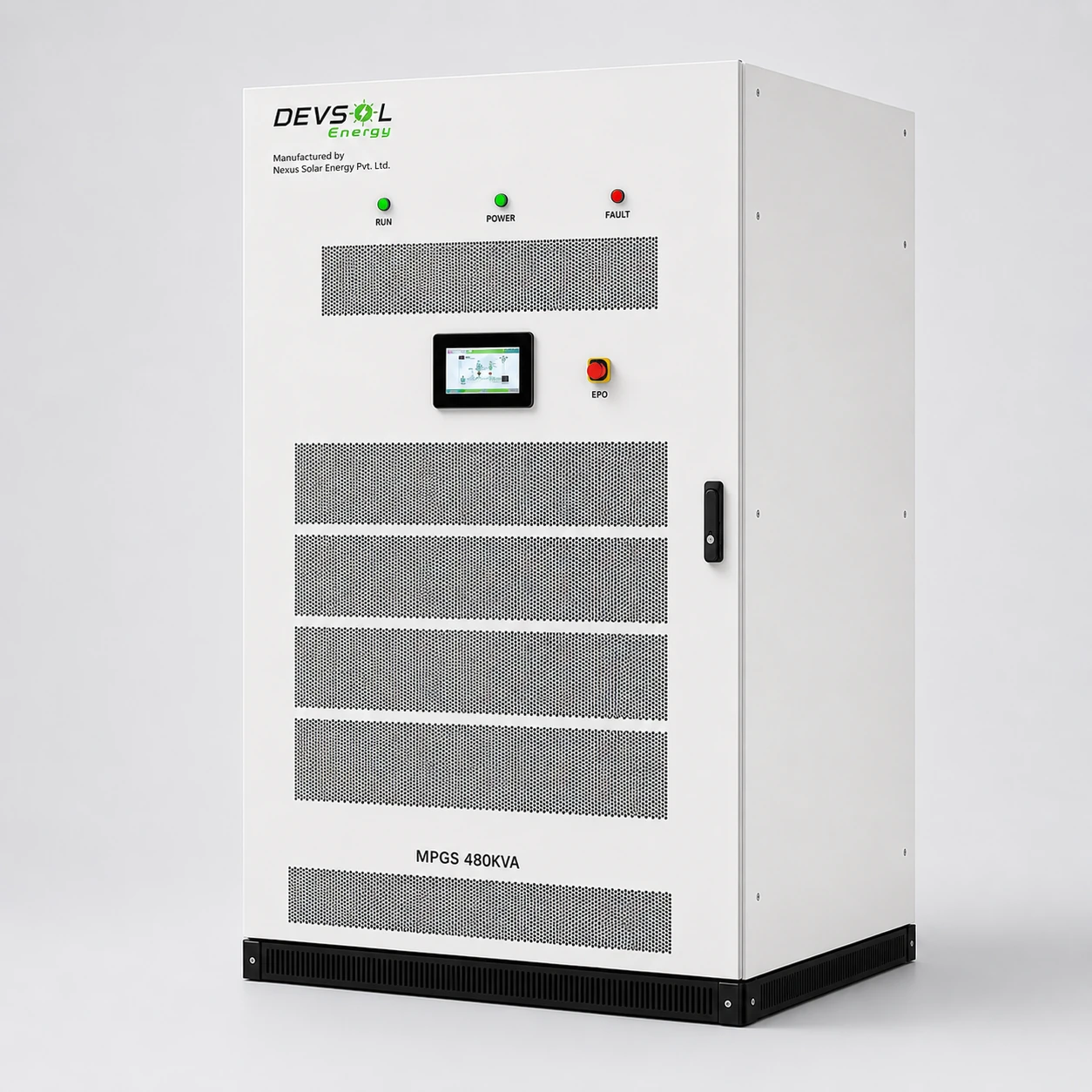 DEV-SOL MPGS 480kVA industrial on-grid and off-grid energy storage inverter manufactured by Nexus Solar Energy Pvt. Ltd.