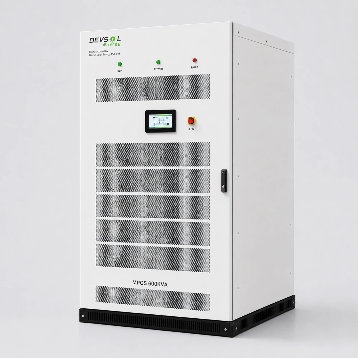 DEV-SOL MPGS 600kVA industrial on-grid and off-grid energy storage inverter manufactured by Nexus Solar Energy Pvt. Ltd.
