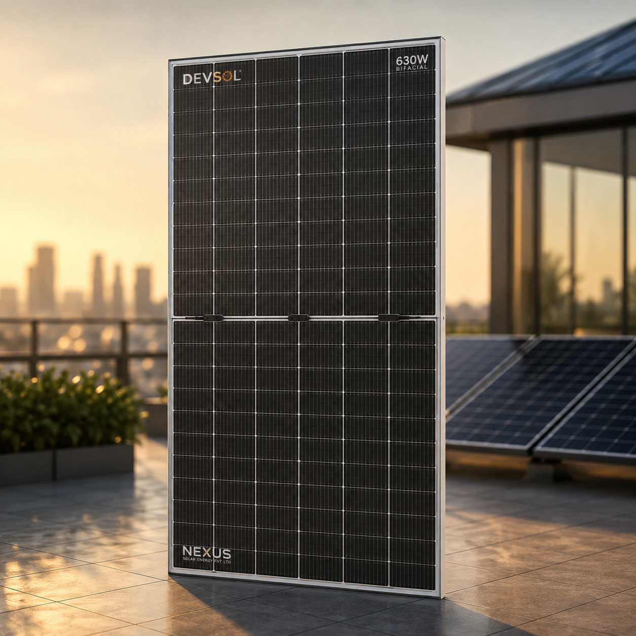 DEVSOL 630 Watt N-Type TOPCon 16BB Bifacial Glass-to-Glass Solar Panel