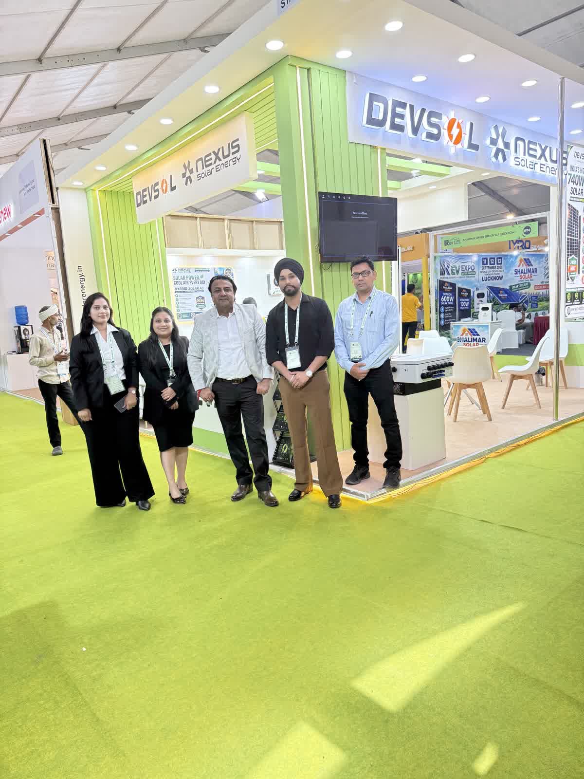 Nexus Solar Energy team group at stall B41, REV Expo Lucknow 2026